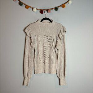 Happy Nature beige ruffle sleeve sweater